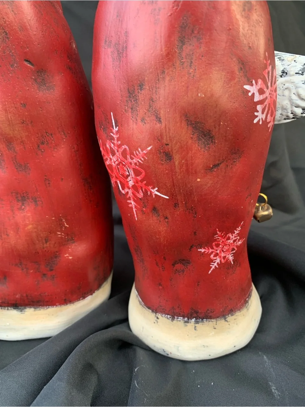 Set of Three Chubby Rustic Hand-Painted Red Santa Claus Figurines Lightweight